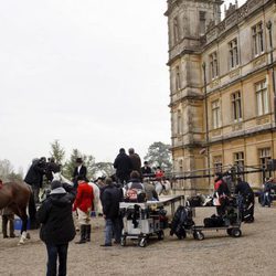 Rodaje con los guardias en 'Downton Abbey'