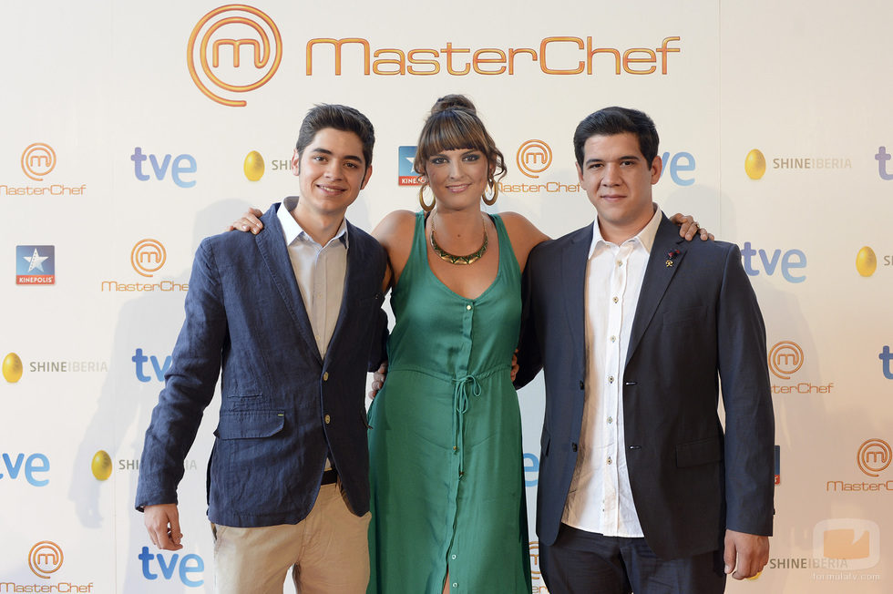 Los tres finalistas de 'MasterChef' en la sala Kinépolis de Madrid