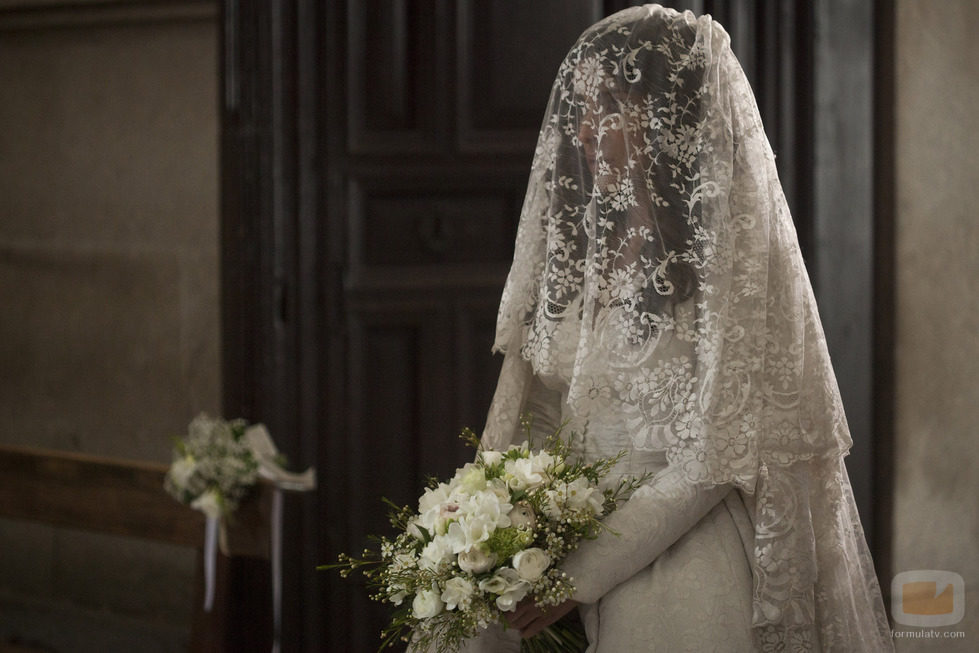 Margarita con el traje de novia