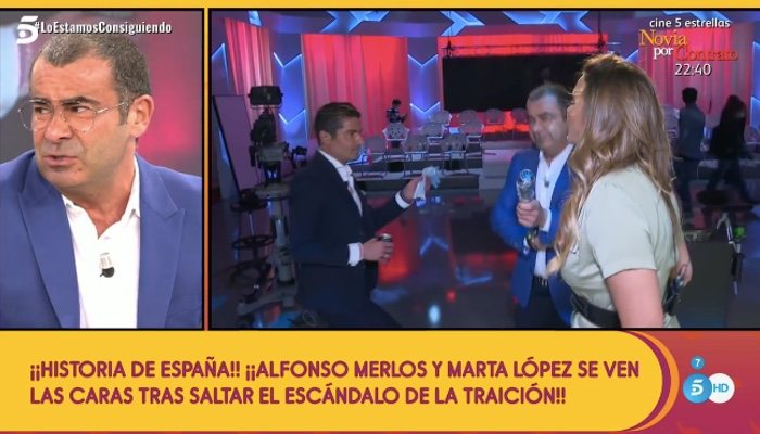 Marta López y Alfonso Merlos, en el plató de Todo es mentira'