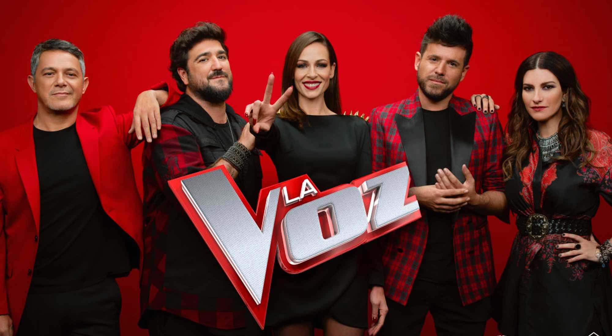 Eva González con los coaches de 'La Voz 2020'