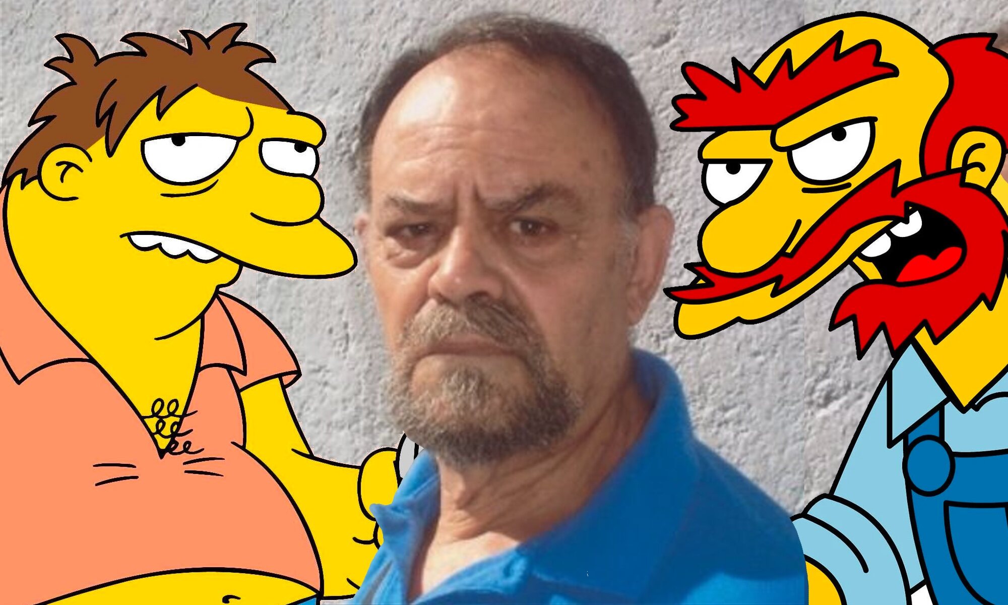 Luis Marín, entre Barney y Willie, de 'Los Simpson'