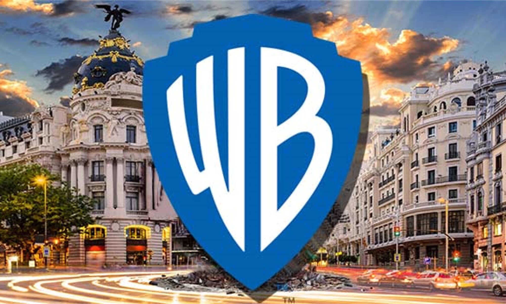 Logo de WB con el forndo de Madrid