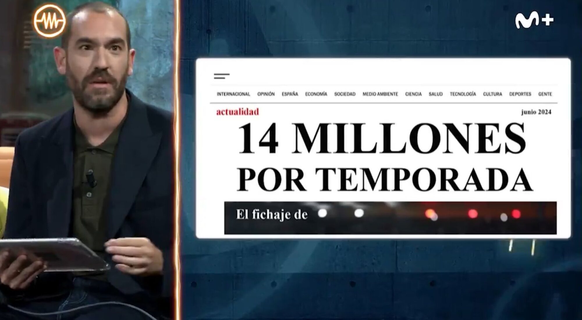 Jorge Ponce en 'La resistencia' con el titular de los "14 millones"