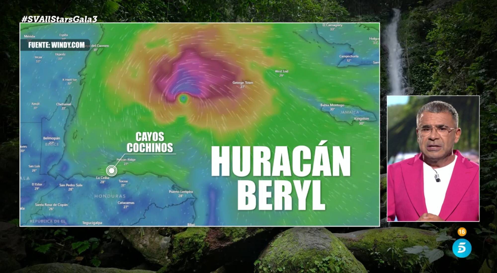 Jorge Javier muestra el alcance del huracán Beryl en 'Supervivientes All Stars'