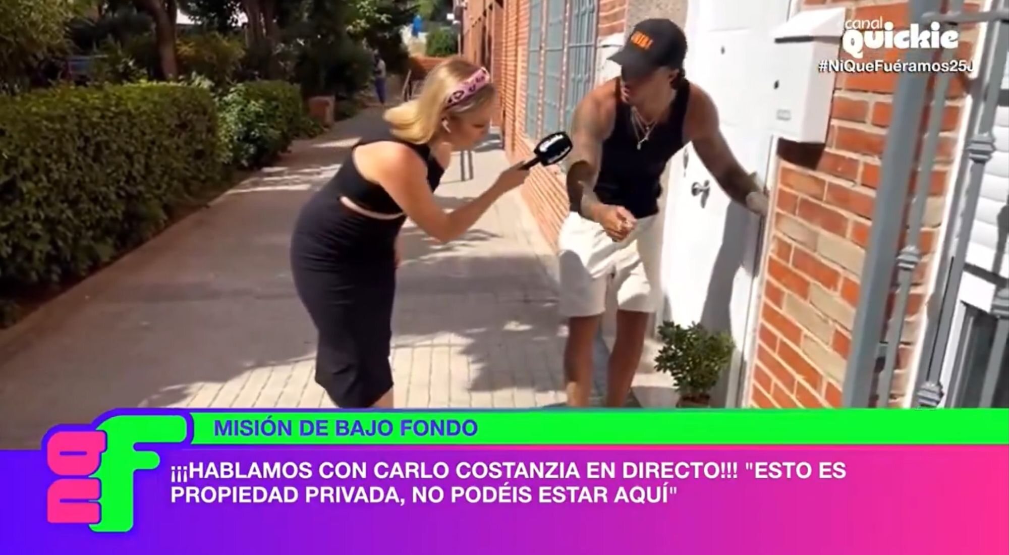 Marta Riesco como reportera en casa de Carlo Costanzia en 'Ni que fueramos Shhh'