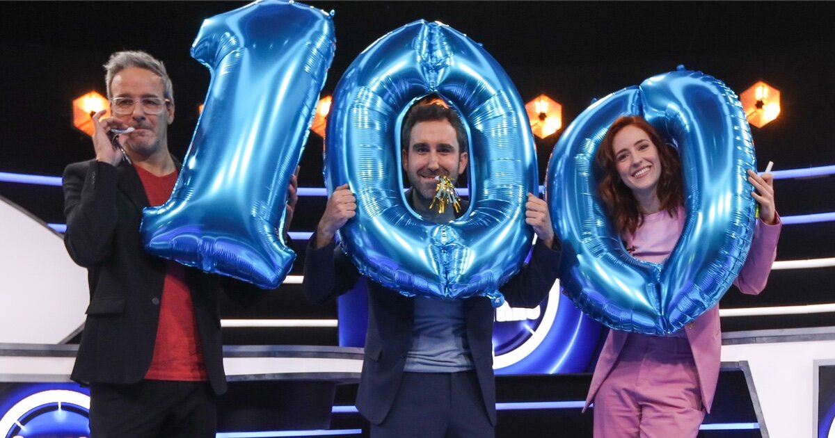 David Calle, Aitor Albizua y Elena Herráiz en el programa número 100 de 'Cifras y letras'