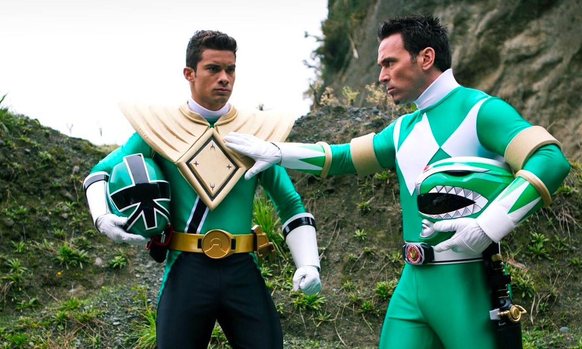 Hector David como el Samurai Ranger verde junto a Jason David Frank