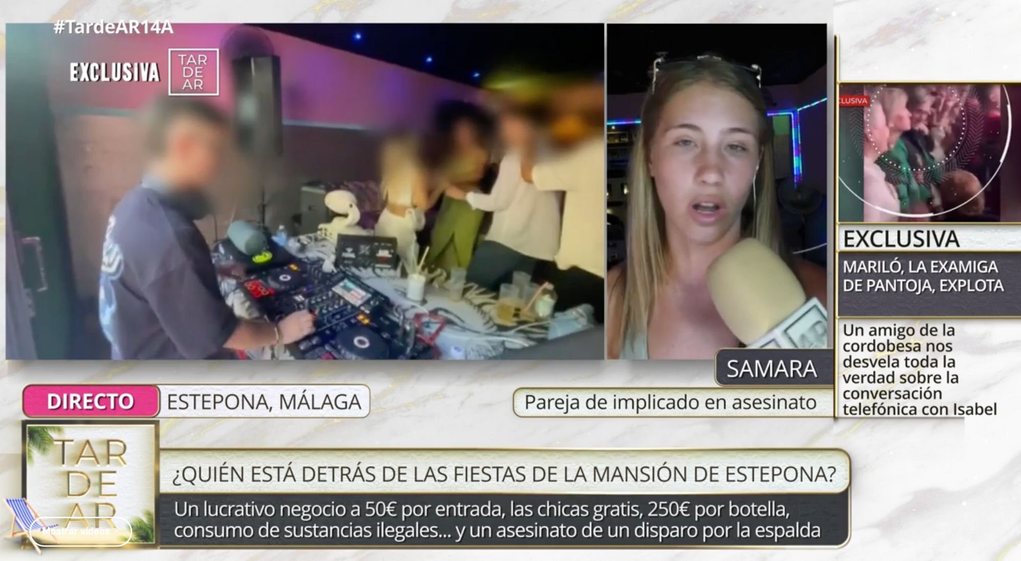 'TardeAR' entrevista a Samara sobre lo ocurrido en la macrofiesta de Estepona