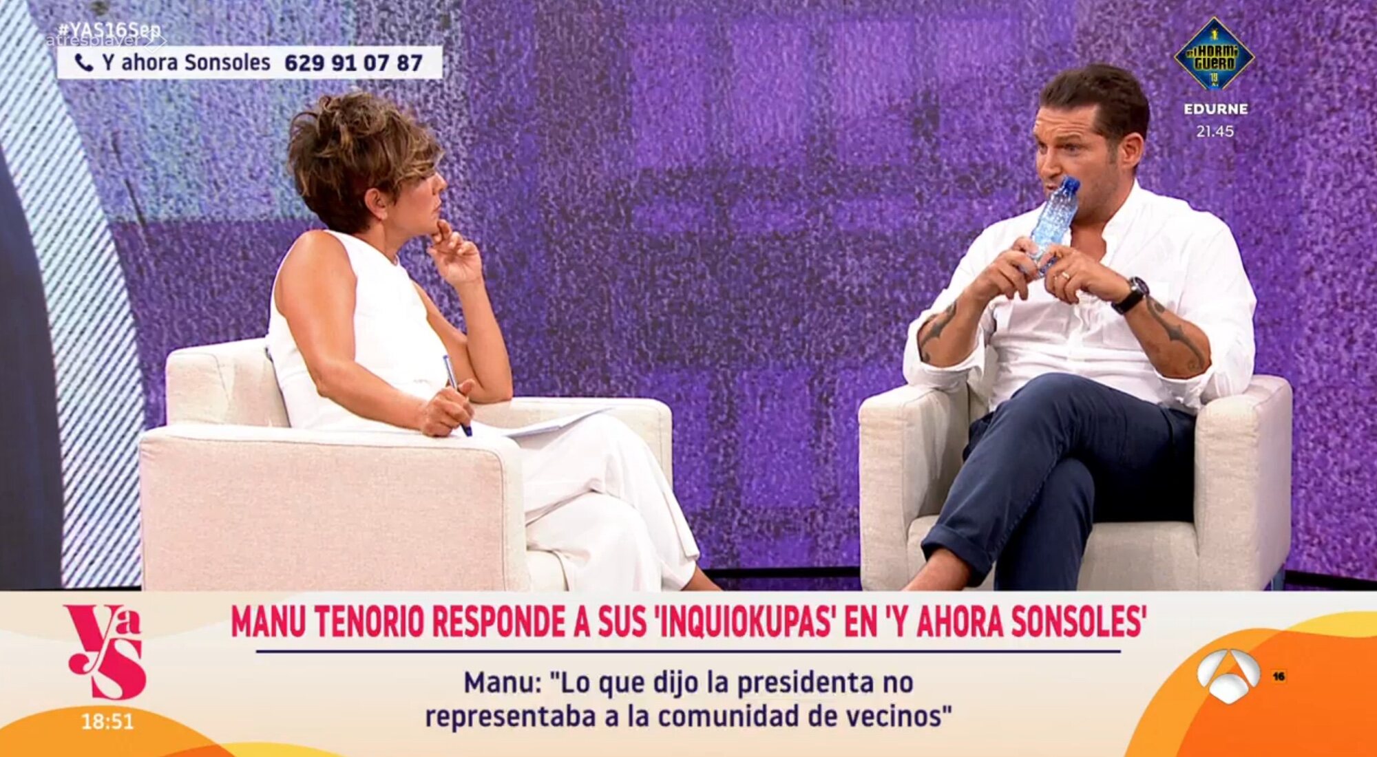 Manu Tenorio en el plató de 'Y ahora, Sonsoles'