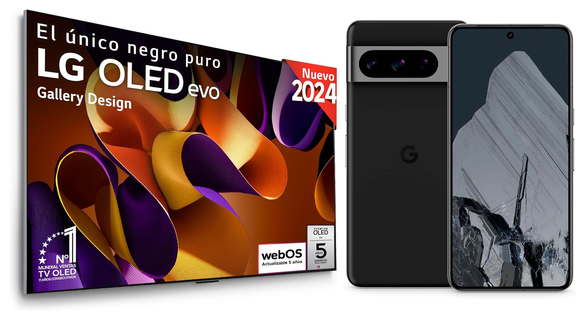 LG OLED65G45LW y Google Pixel 8 Pro