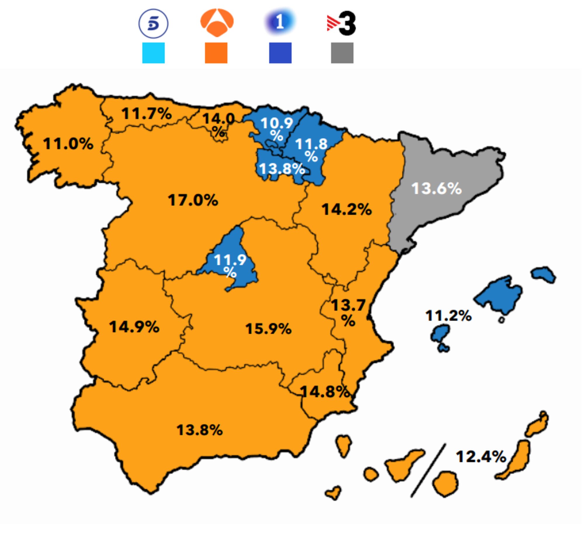 Liderazgo por comunidades autónomas