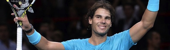 Rafa Nadal feliz tras la victoria en el partido contra Gasquet