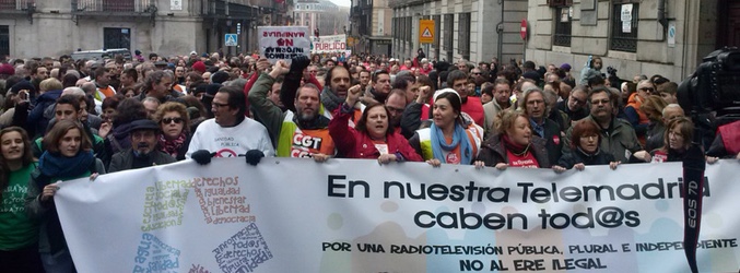 Trabajadores de Telemadrid manifestándose