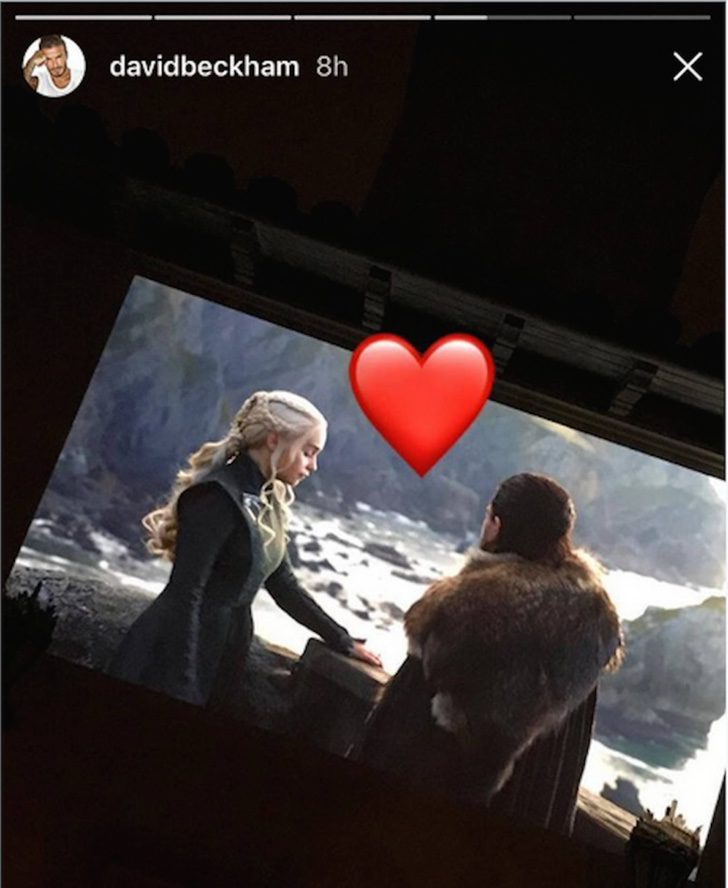 Stories de David Beckham que muestra una escena entre Jon y Daenerys en 'Juego de Tronos'