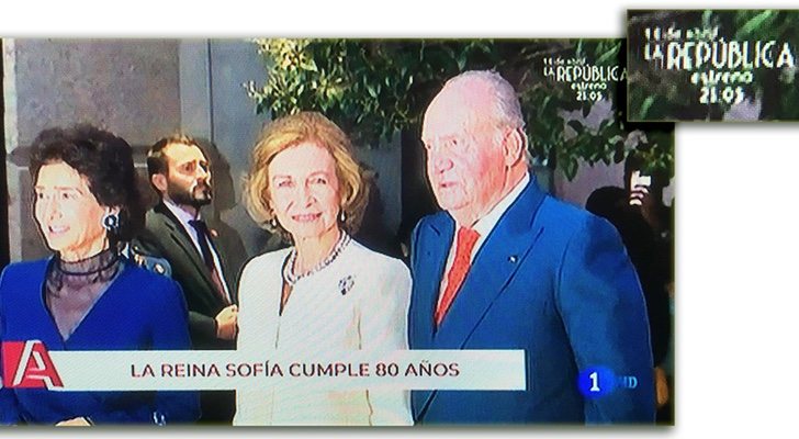 Imagen de 'Audiencia abierta' con la publimosca de '14 de abril. La República' resaltada (USO)