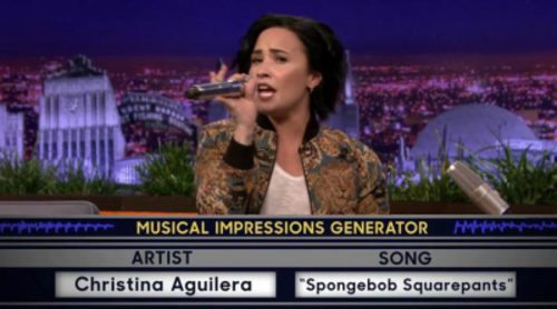 La impresionante imitación de Demi Lovato a Christina Aguilera cantando la sintonía de 'Bob Esponja'