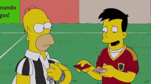 Un jugador de la Selección Española soborna a Homer Simpson, árbitro del Mundial 2014